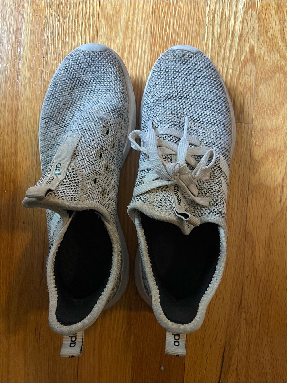 adidas Light Gray Knit Lace-Up Slip-On Sneakers